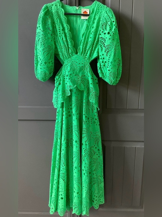 FARM Rio Dresses & Skirts - FARM Rio Vibrant Richeliu Eyelet Maxi Dress with Puff Sleeves